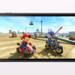 Nintendo Switch 2 with Mario Kart World on screen