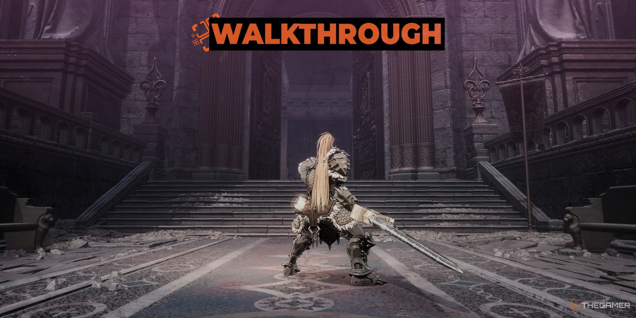 Facing the entrance to the Bloodied Sanctuary in The First Berserker Khazan.