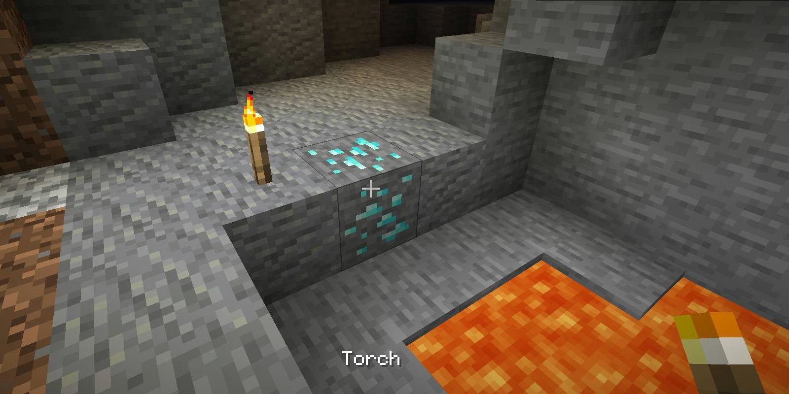 A player with the Advanced Mining Dimension mod looking at diamonds. 
