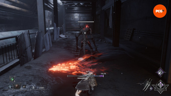 AI Limit protagonist Arrisa charges a sneak attack.