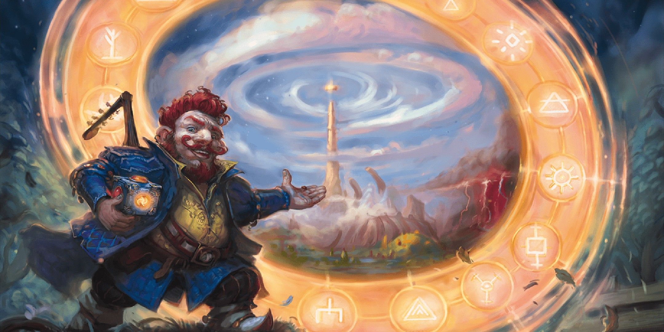 Dungeons & Dragons image showing a bard using a cubic gate.