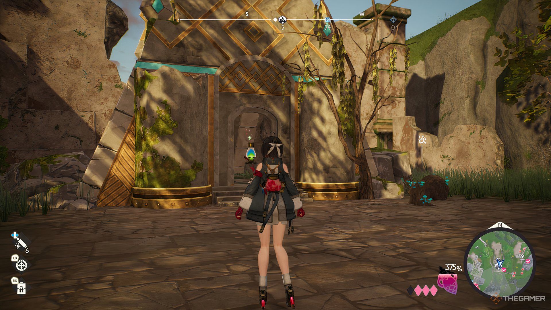 Yumia standing in front of an open Ligneus Treasure Trove in Atelier Yumia: The Alchemist Of Memories & The Envisioned Land.