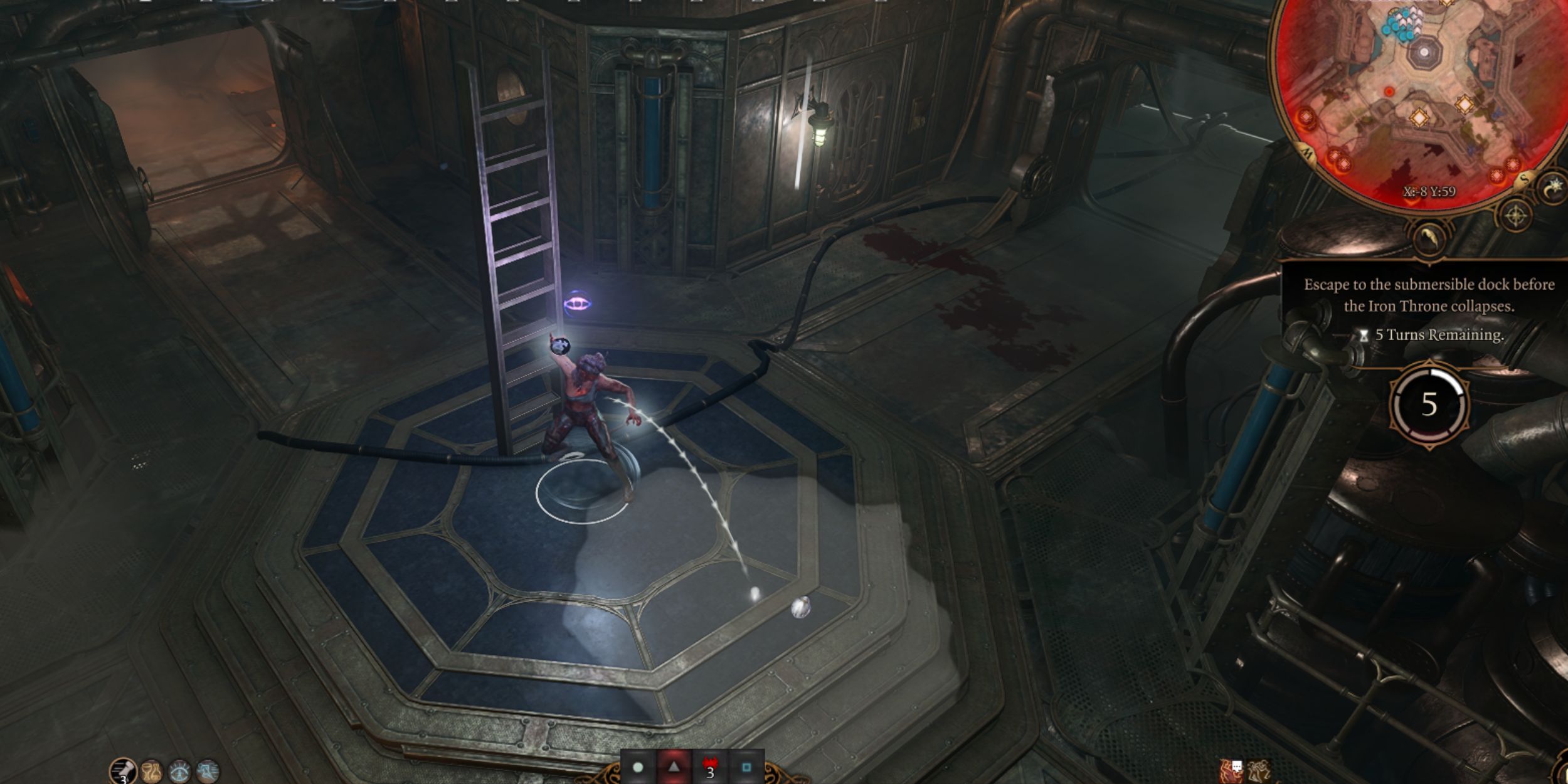 Karlach throwing a haste spore grenade in Baldur's Gate 3.
