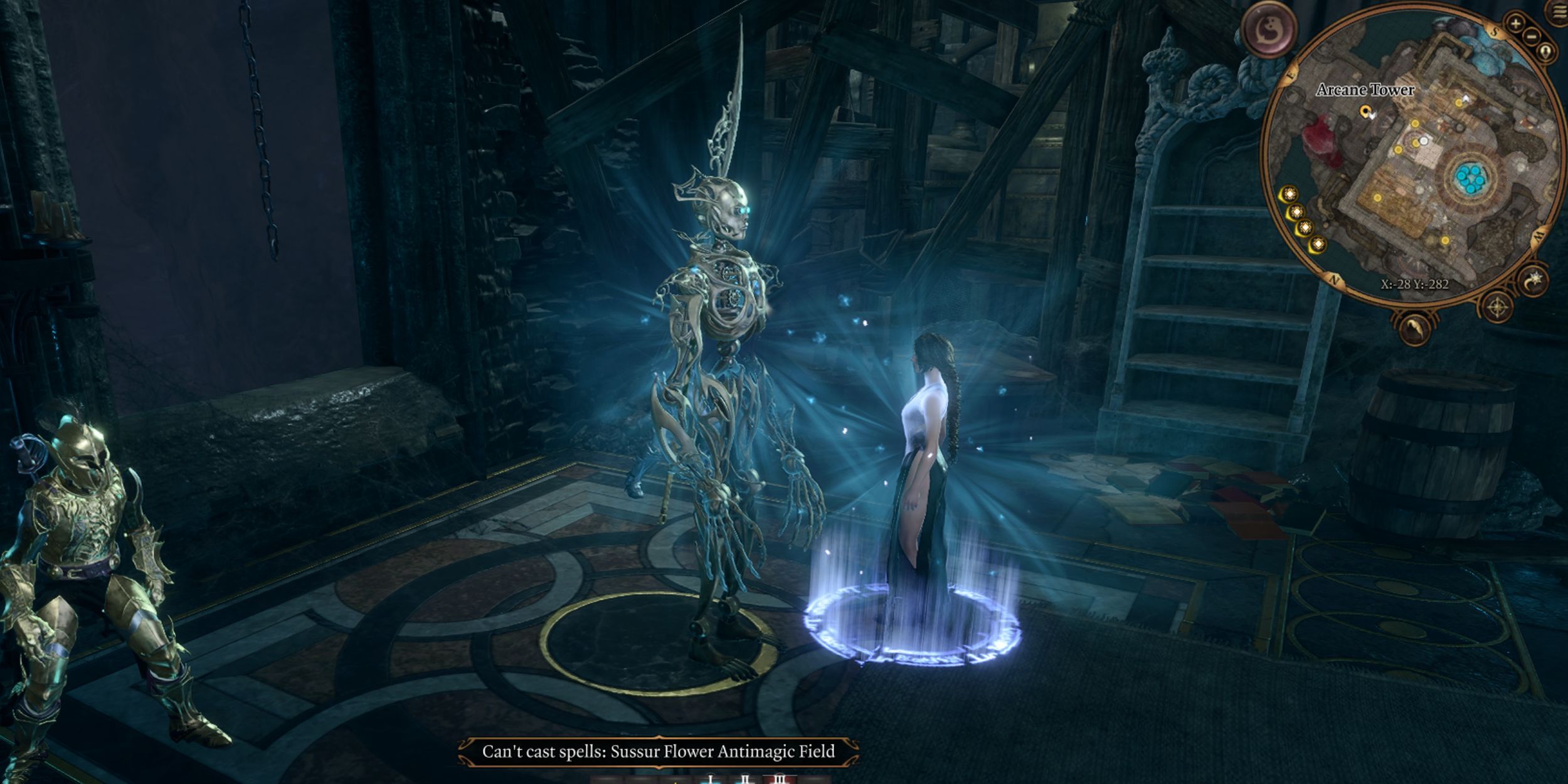 Bernard and Tav in a Sussur Flower antimagic field in Baldur's Gate 3.