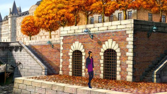 Best detective games: Nico Collard walking alongside the river in Broken Sword.