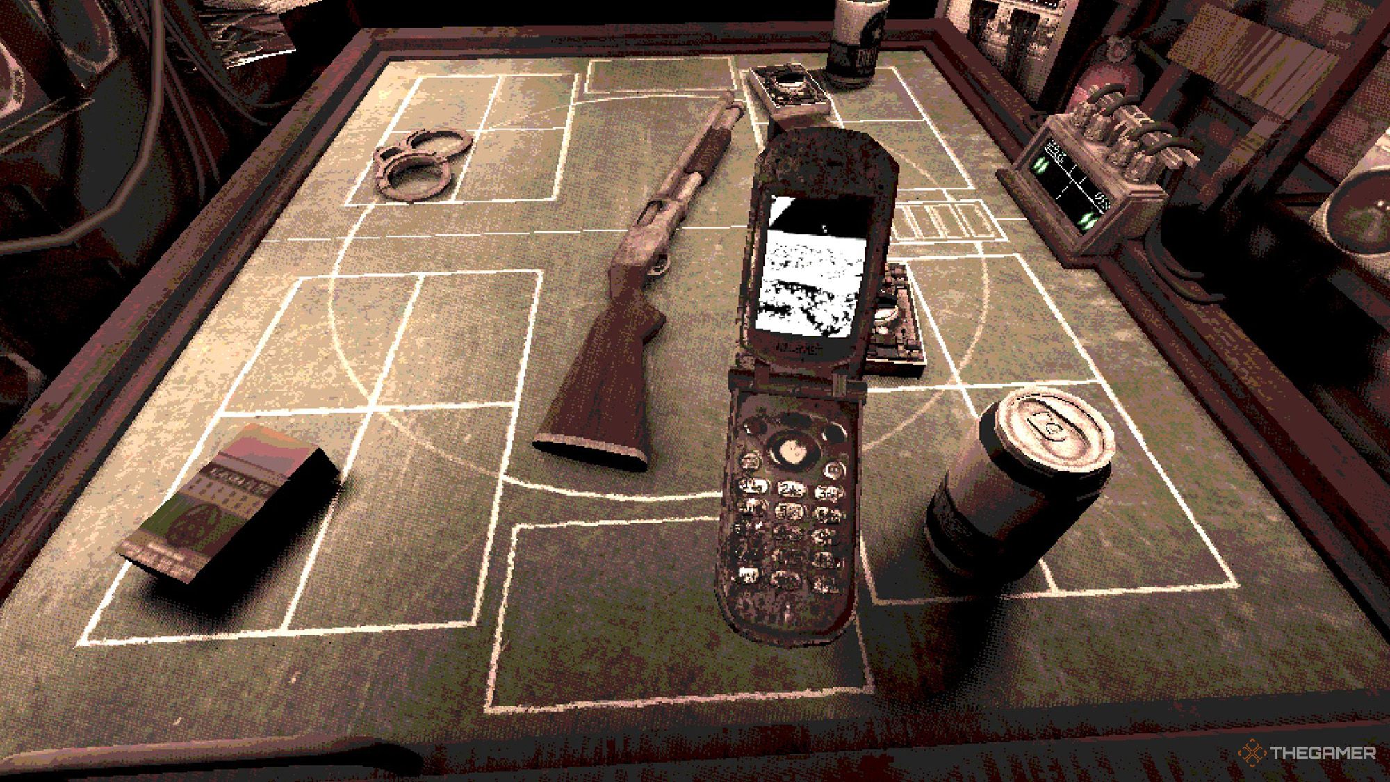 A burner phone in Buckshot Roulette.