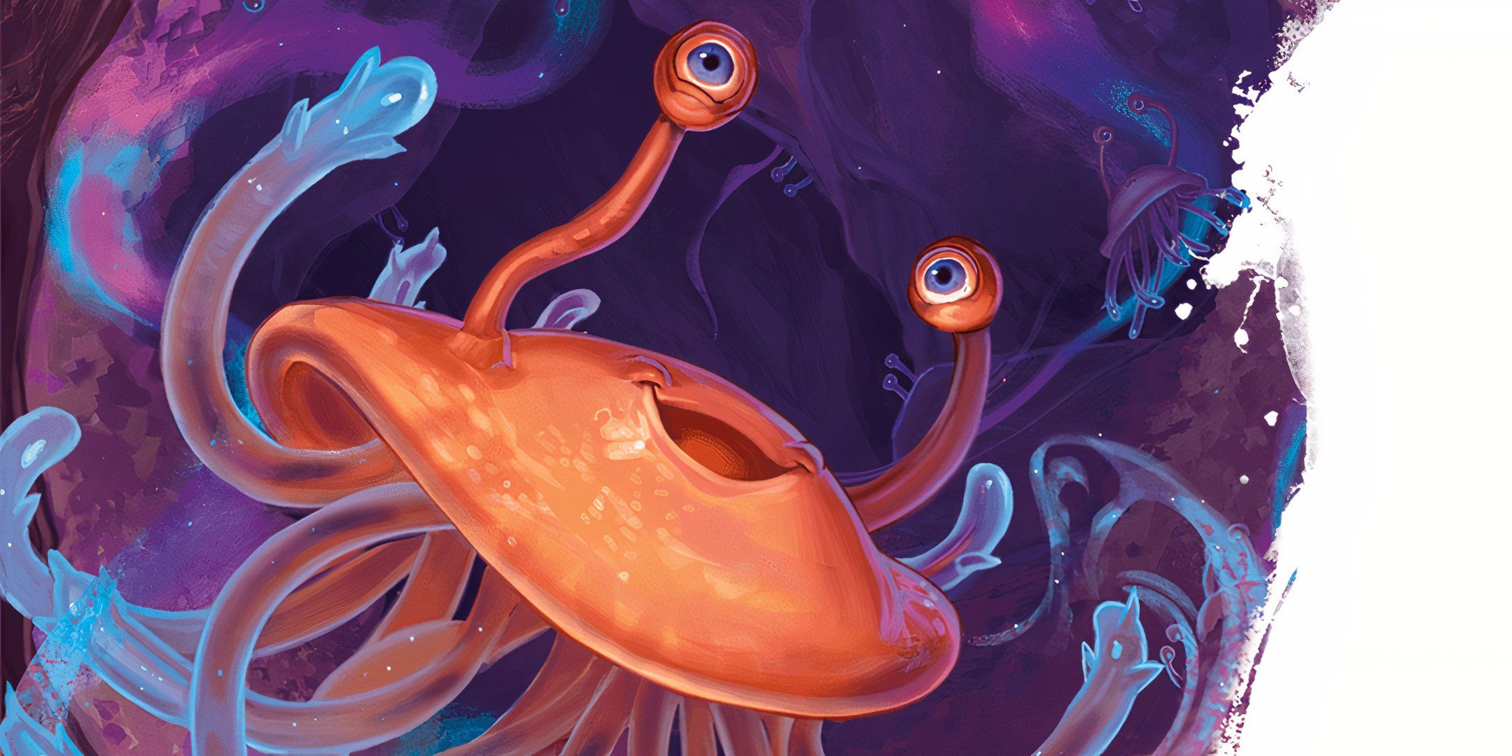 A flumph floating through the Underdark in Dungeons & Dragons.