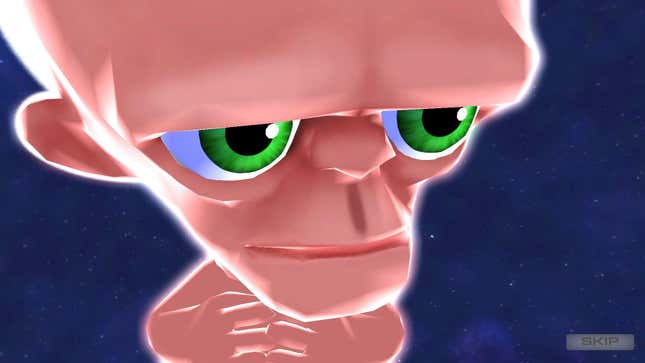 A sort of giant baby thing, again, textured as if on a PlayStation 2.
