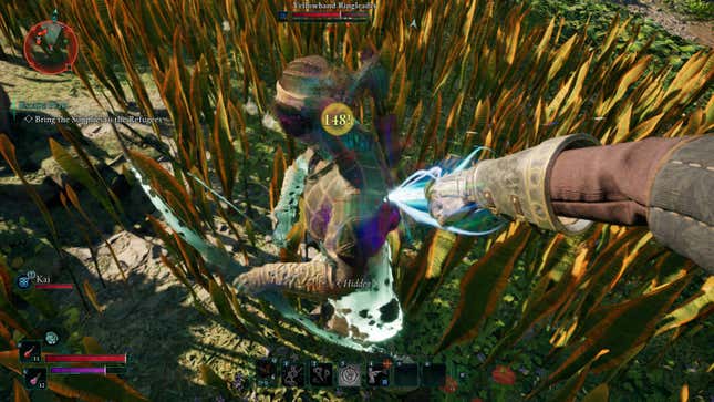 The player uses Divine Thorn to attack an enemy.