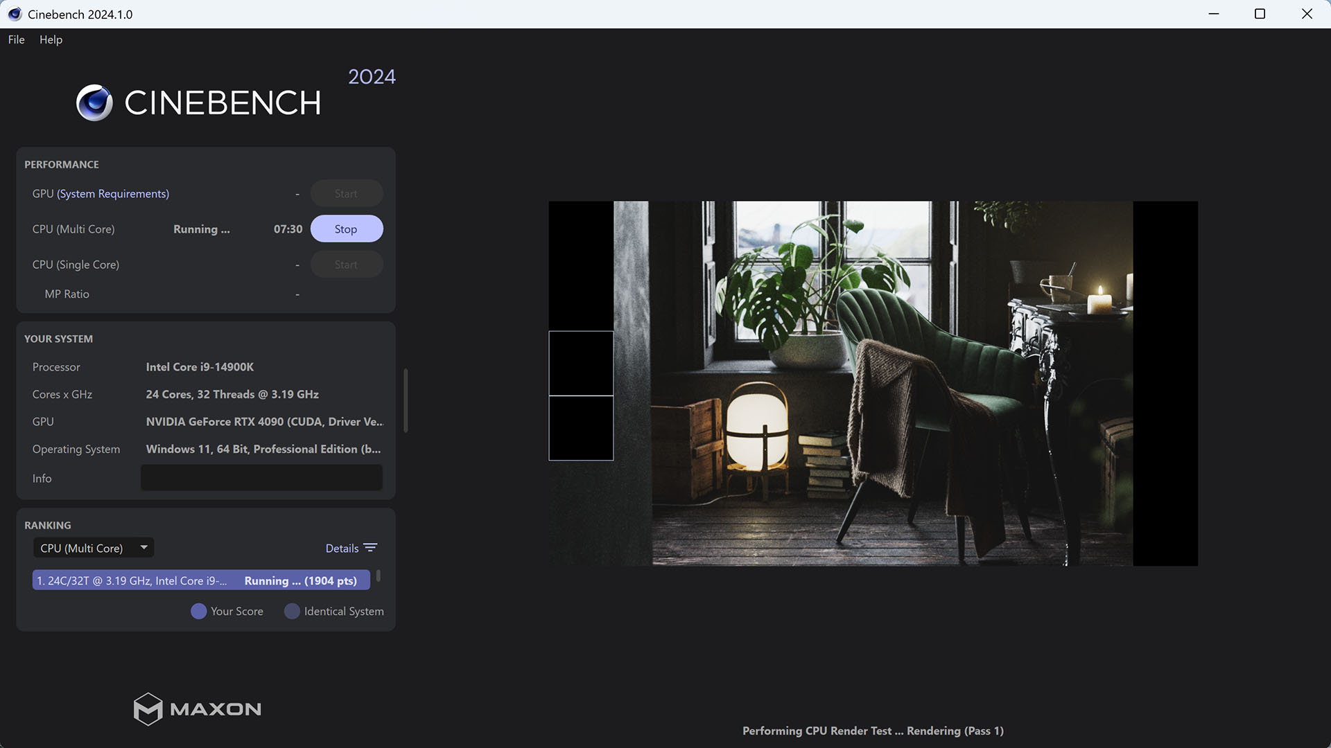 How to benchmark your PC: Cinebench R24 screenshot.