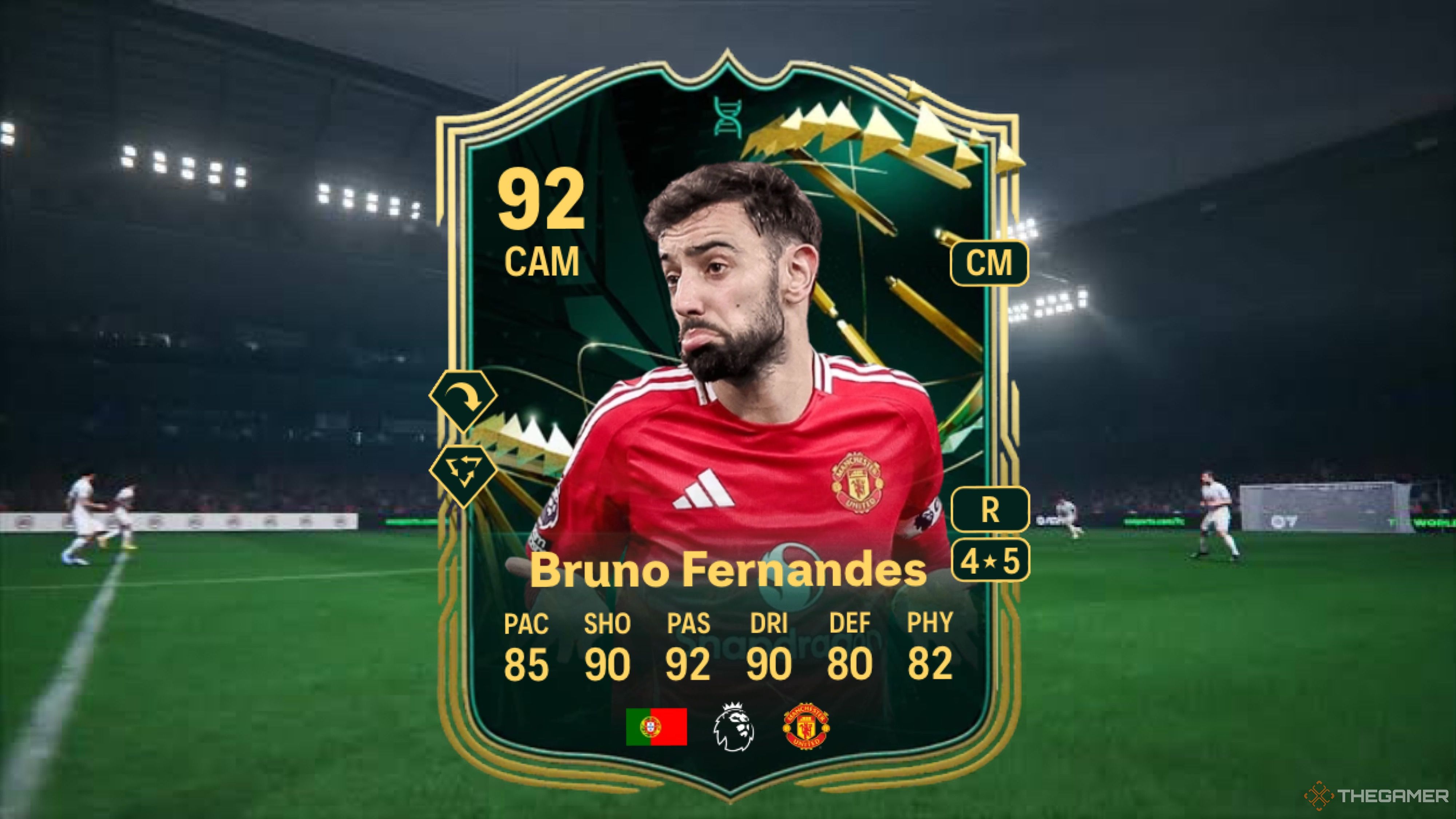 Image showing Fernandes card against a faded pitch background.
