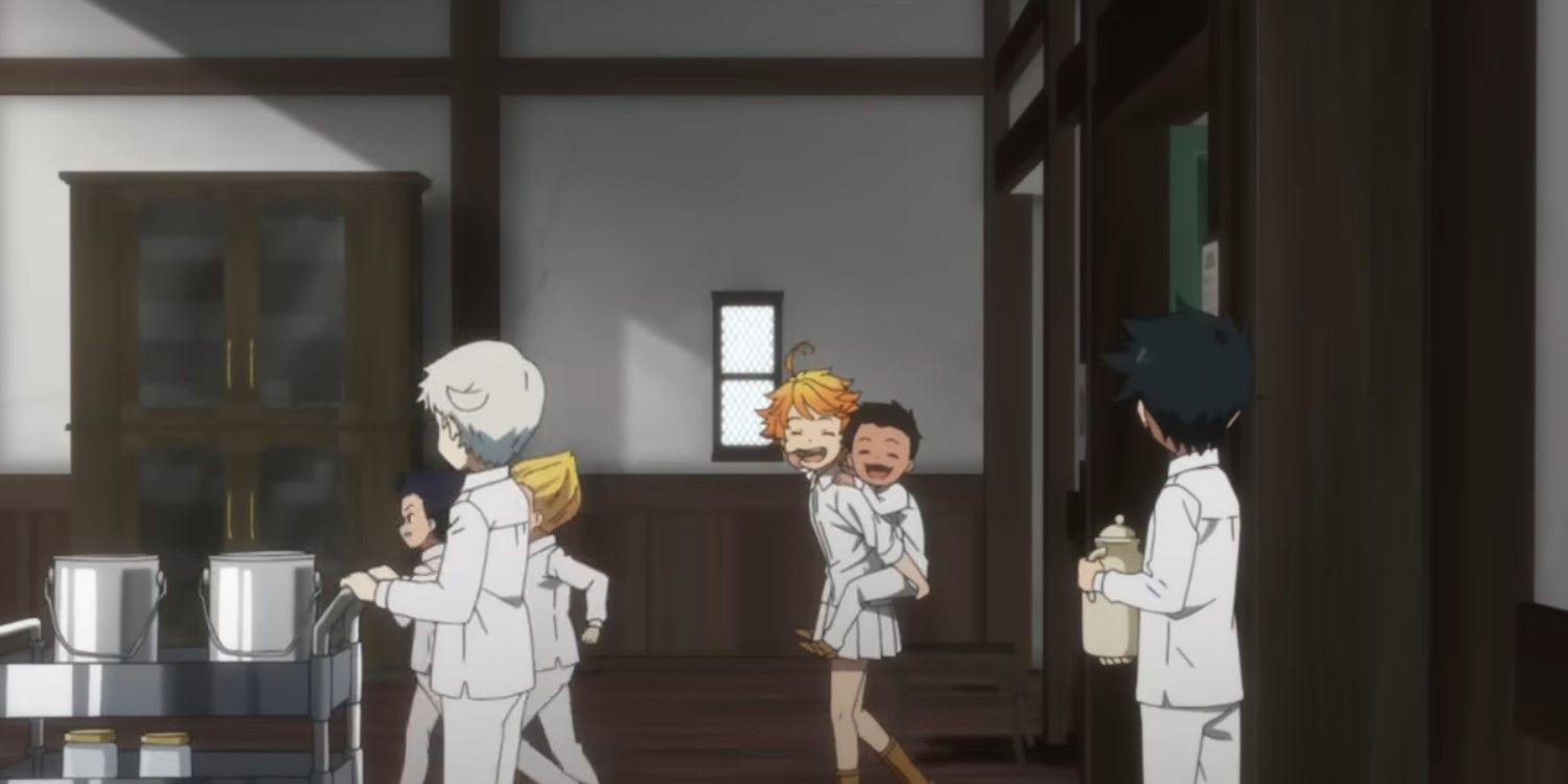 Kids in the orphanage in The Promised Neverland.