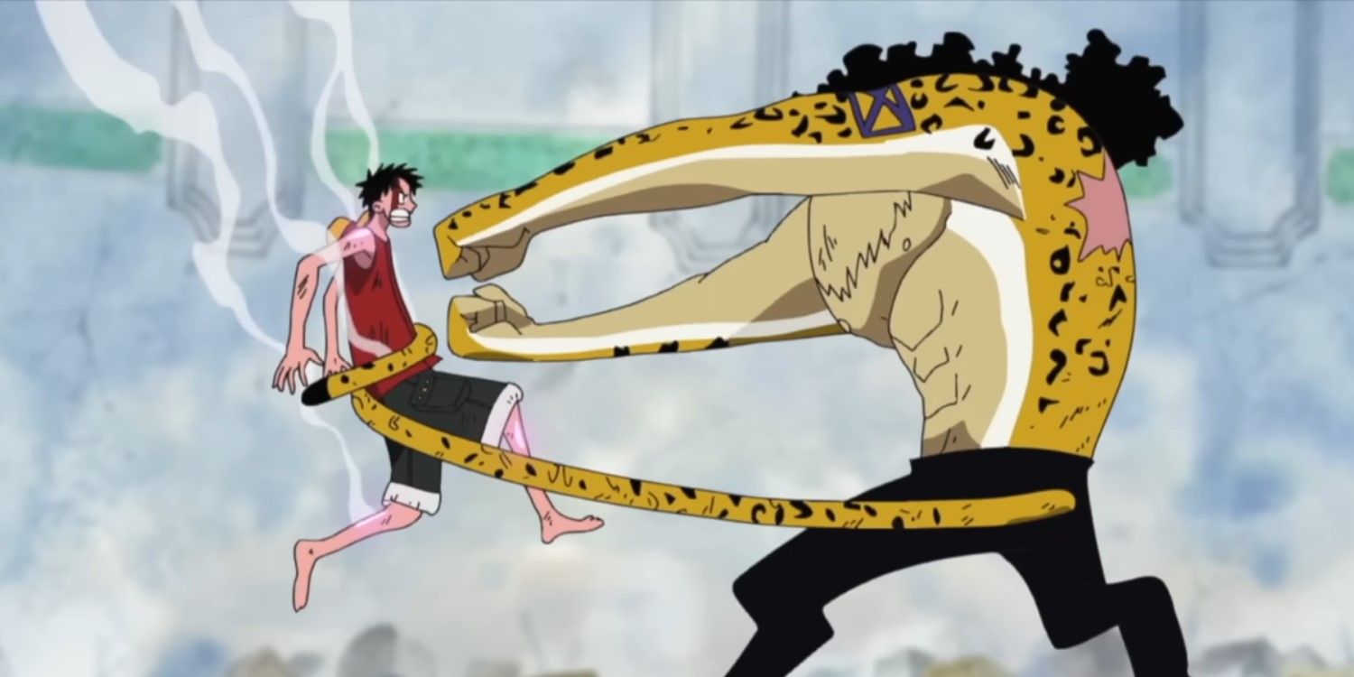 Luffy vs Lucci in One Piece.