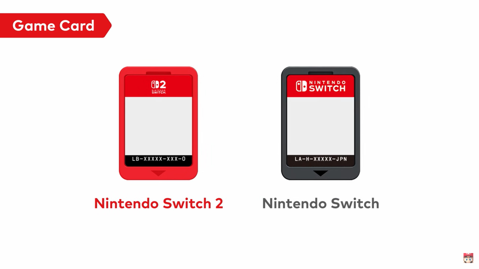 The Nintendo Switch 2 game card is compared to the original from the Nintendo Switch 2 Nintendo Direct