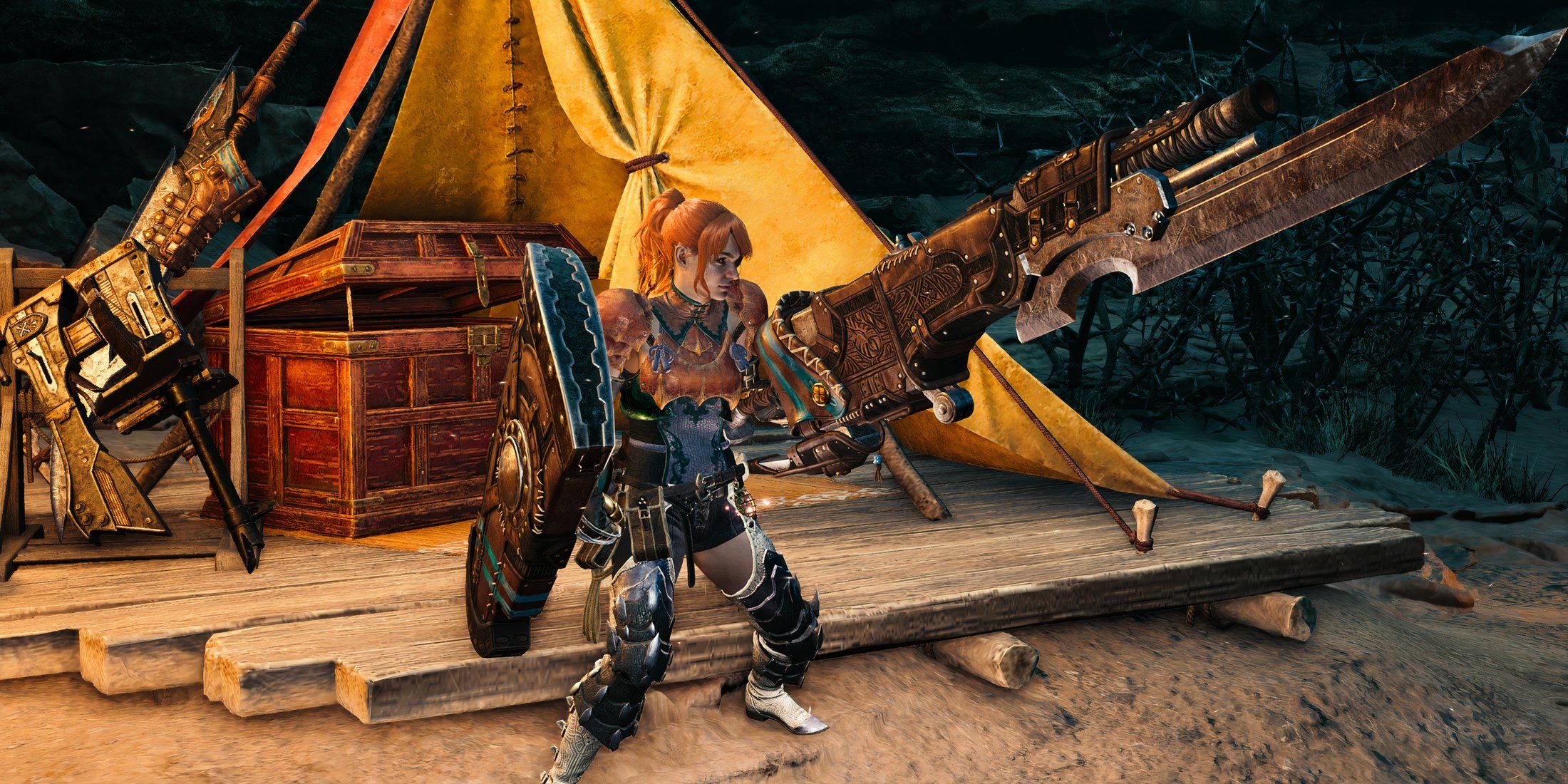 Players holding a Gunlance in Monster Hunter Wilds