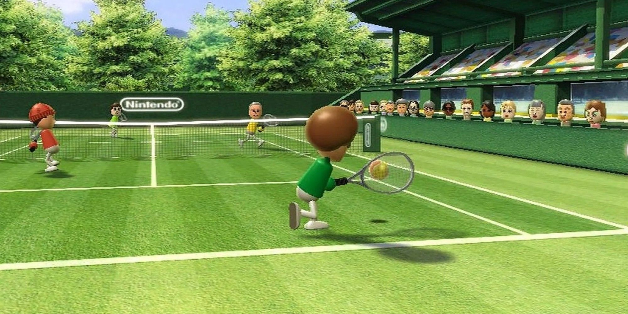Playing Tennis in Wii Sports.