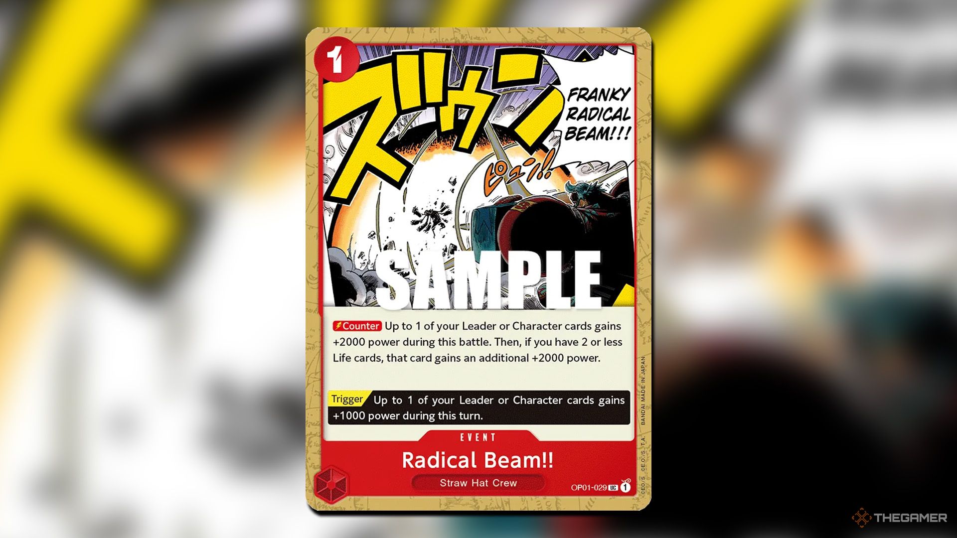 Radical Beam from the Romance Dawn set in One Piece Card Game.