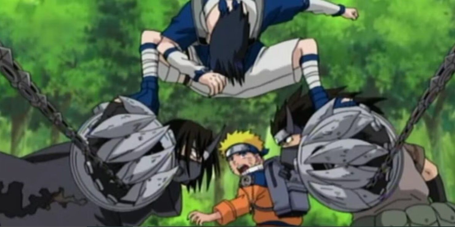 Sasuke saving Naruto during Land of Waves mission.