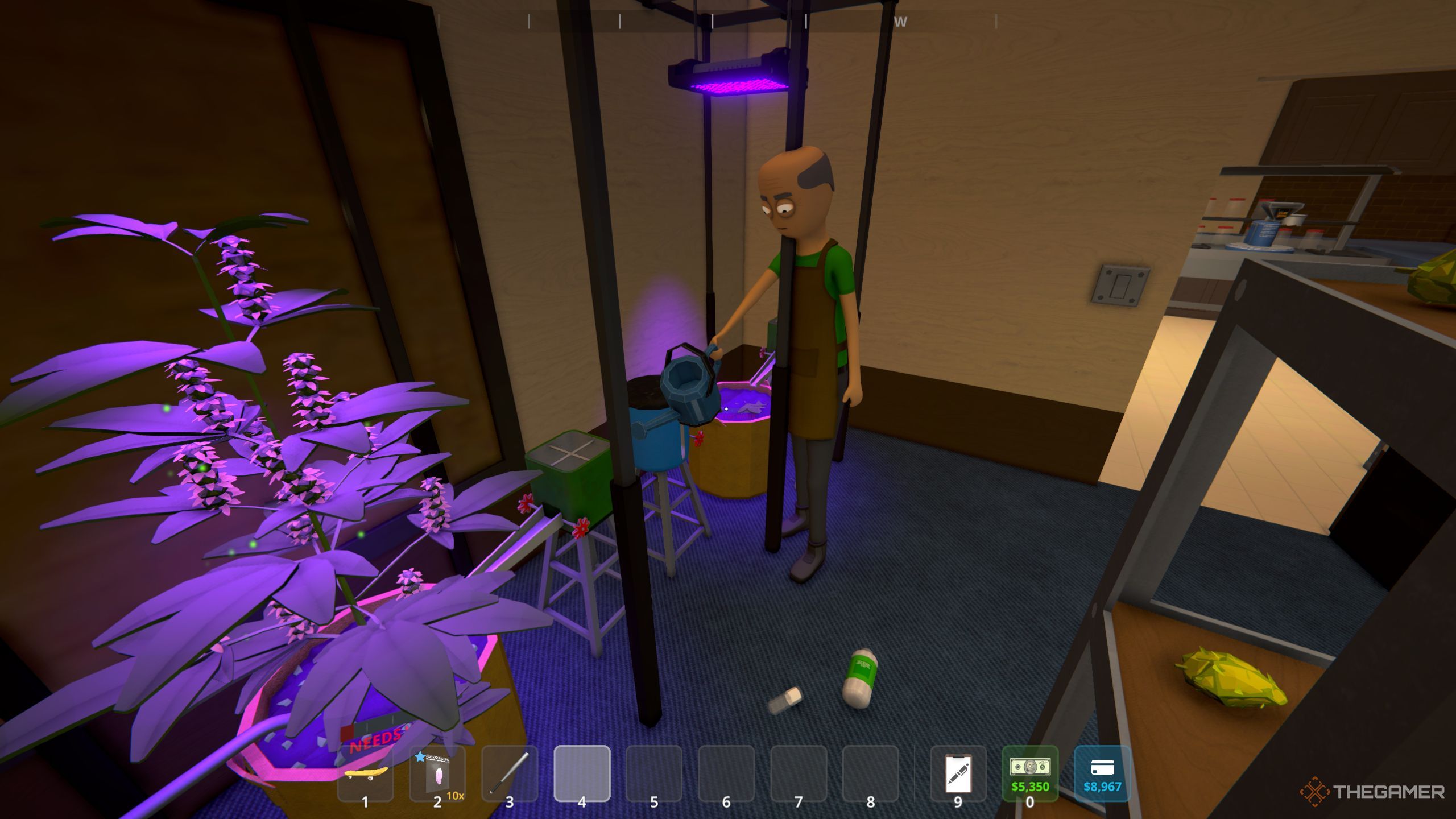 Schedule 1 botanist watering plants.