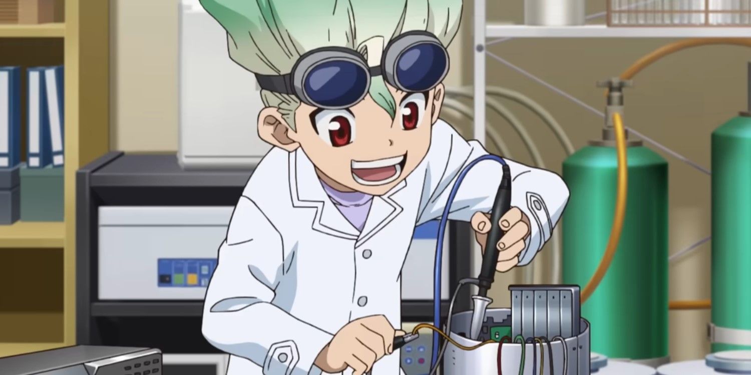 Senku Ishigami experimenting in Dr Stone as a child.