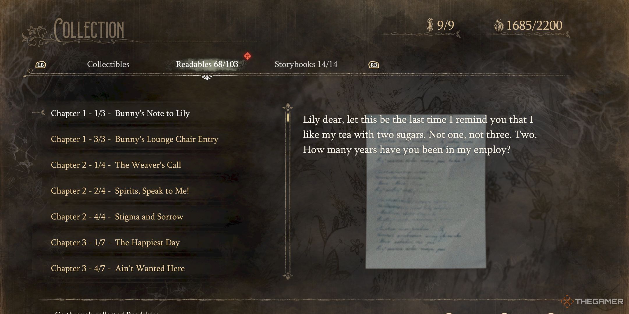 A menu showing South of Midnight's number of collectibles.