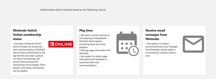 Screenshot of Nintendo Store showing Switch 2 pre-order eligibility