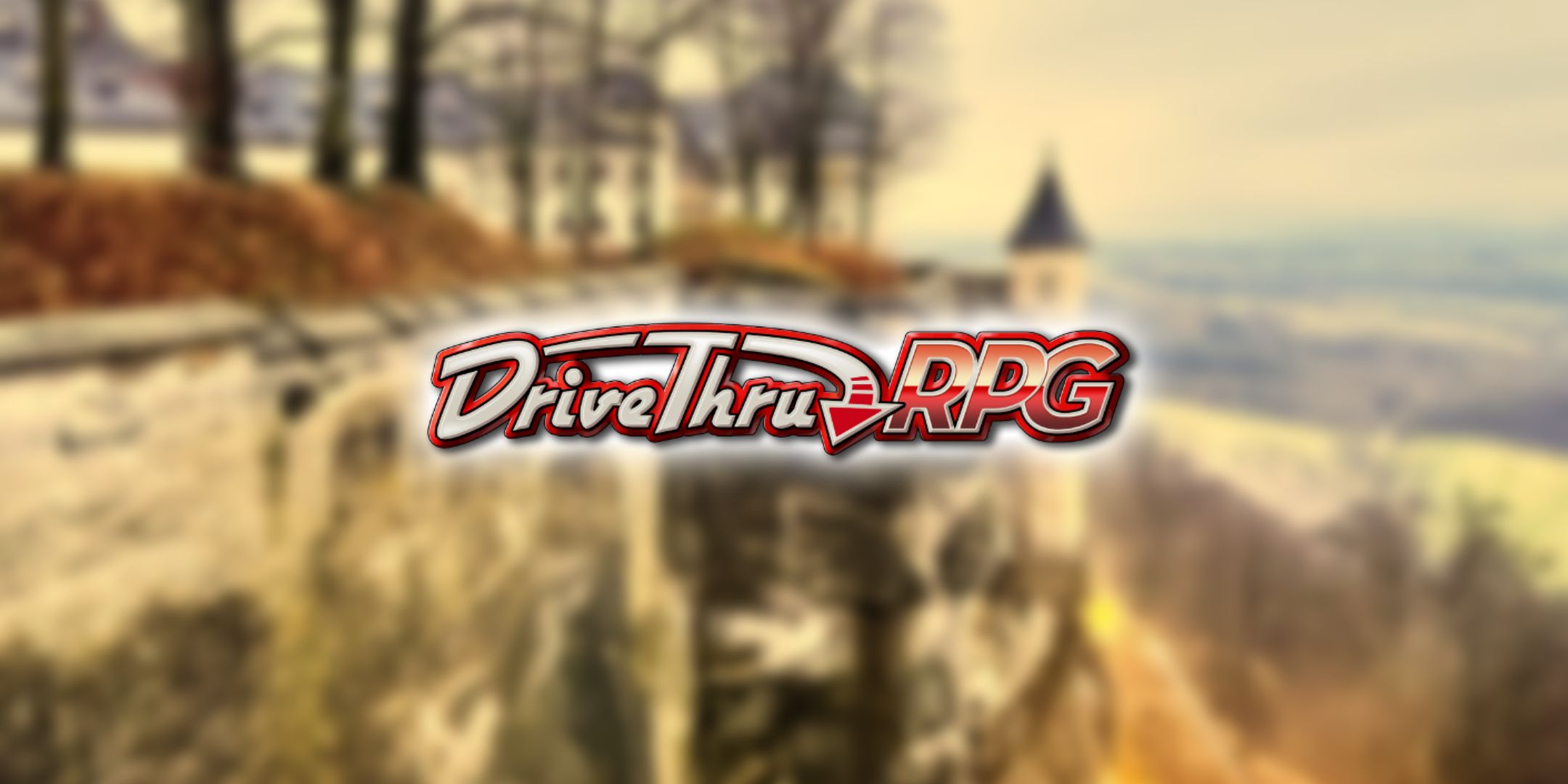 The DriveThruRPG logo over a blurry landscape.