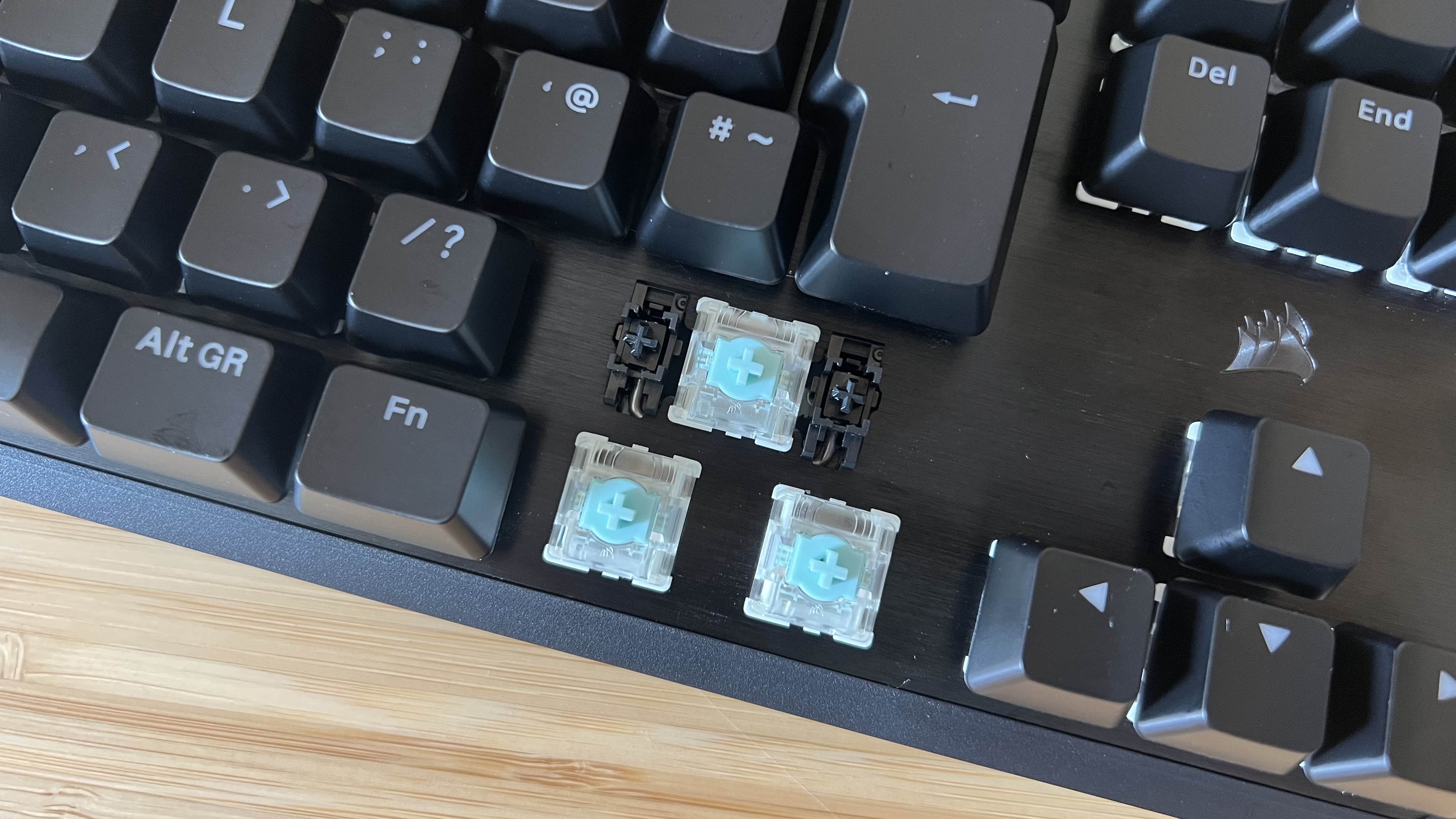 Corsair switches inside the K70 Pro TKL gaming keyboard