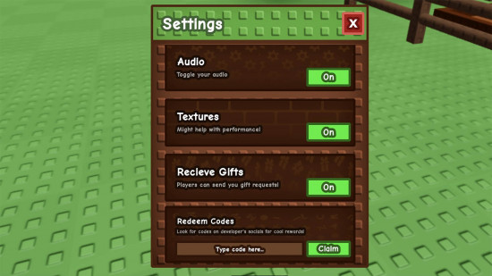 The settings screen in grow of garden.