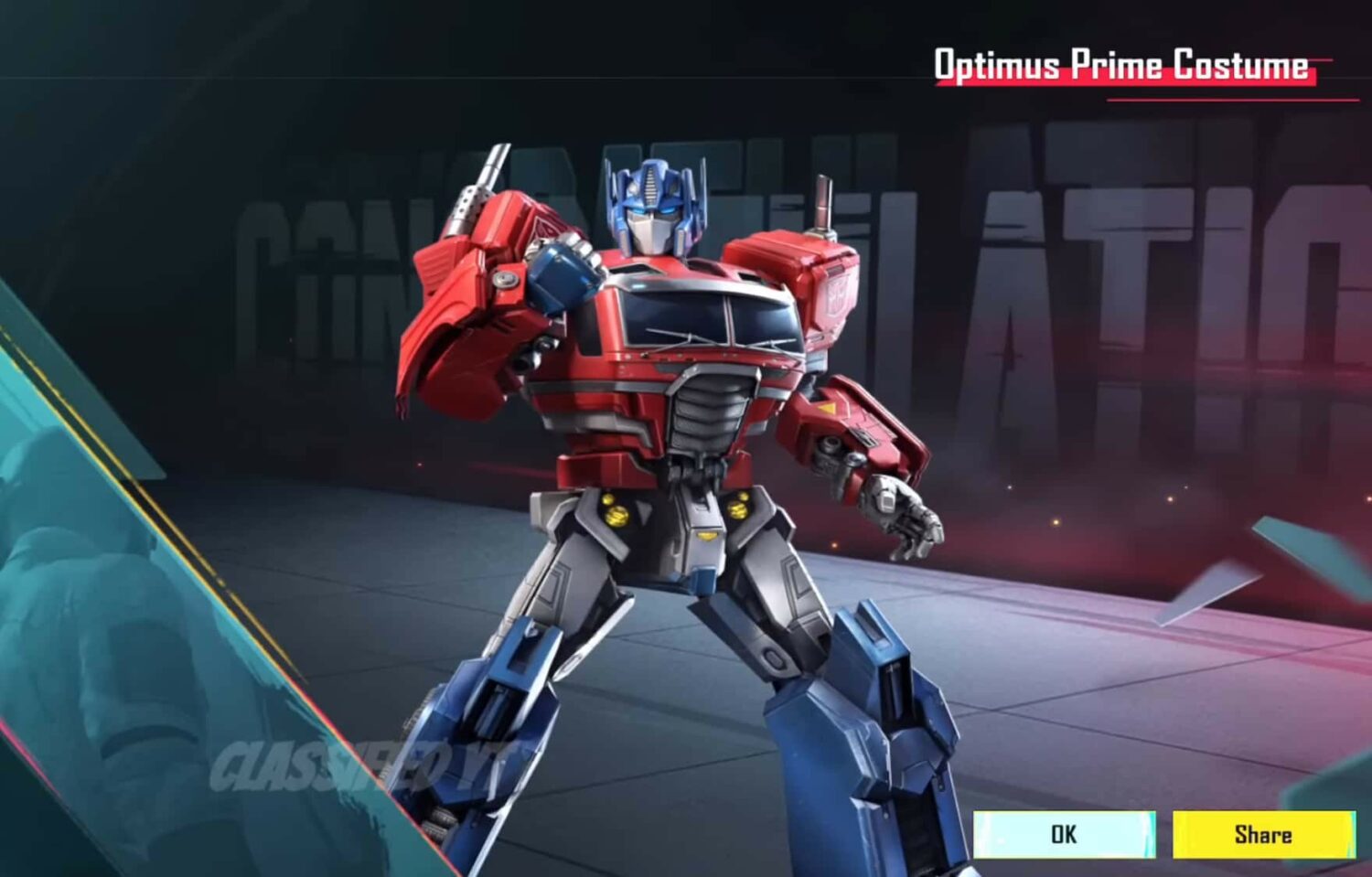 PUBG Mobile x Transformers Prize Path Optimus Prime Costume