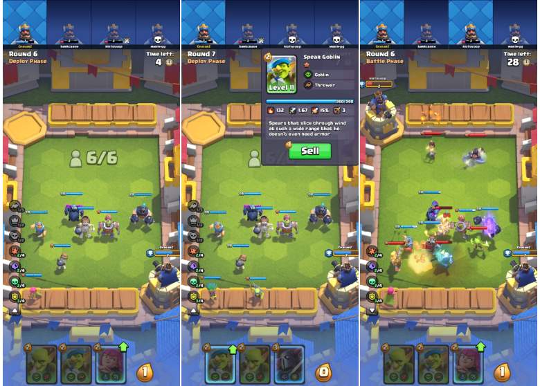 Merge Tactics gameplay in Clash Royale