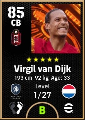 eFootball 2025 Squad Pillars 24-25 Season's Best Van Dijk