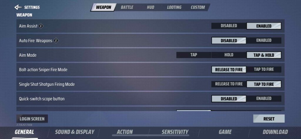 Settings in Farlight 84