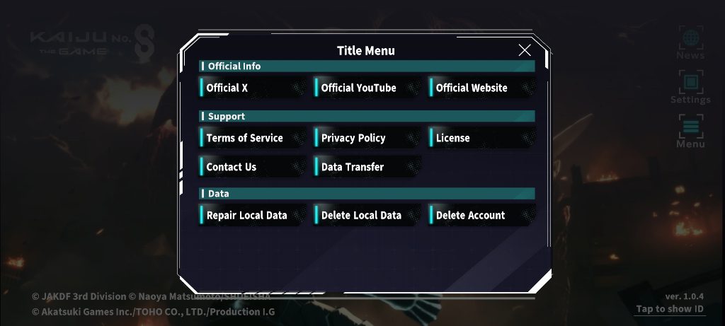 KAIJU NO. 8 THE GAME In-game Customer Support