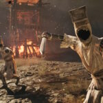 Phantom Blade Zero screenshot showing two faceless puppets with swords