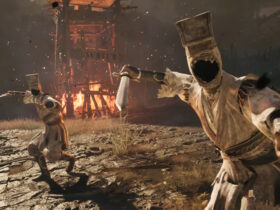 Phantom Blade Zero screenshot showing two faceless puppets with swords