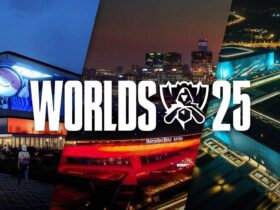 Worlds 25 with background of Chinese cities hosting the event