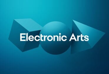 Electronic Arts logo with shape background