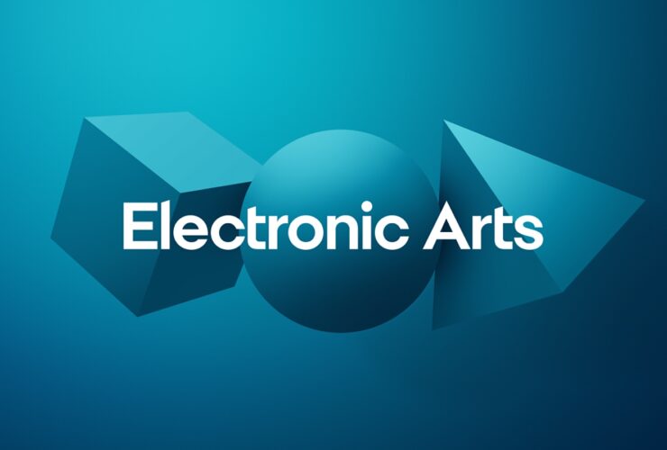 Electronic Arts logo with shape background