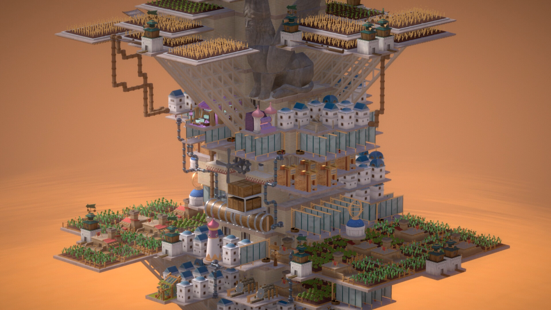 vertical city in city builder stario.
