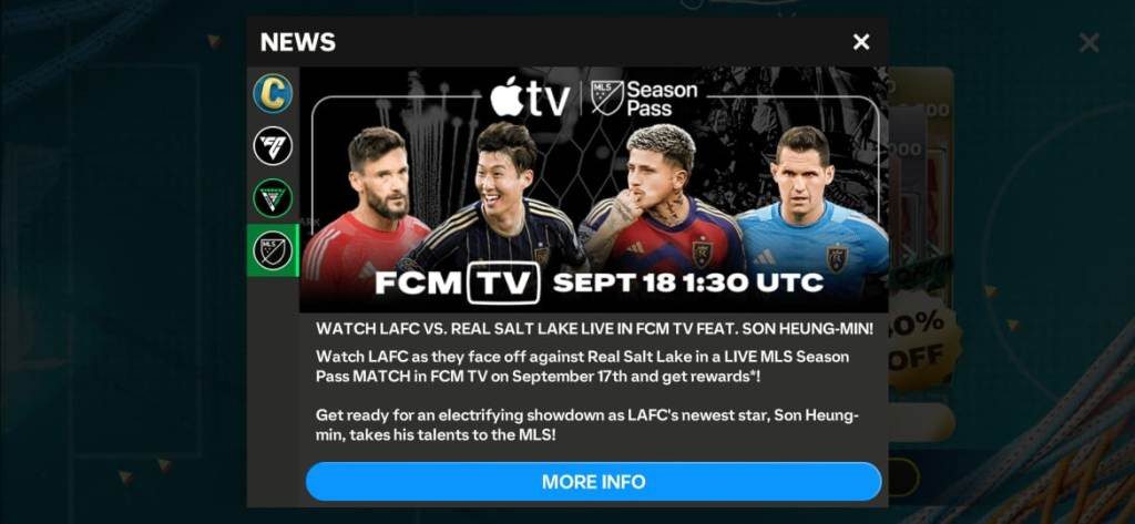 FC Mobile MLS Live Matches, FC Mobile FCM TV MLS Live