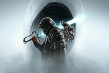 The key art for Hell is Us, showing Remi with his equipment - military poncho, laser sword, and drone - in front of a Hollow Walker's milky white face
