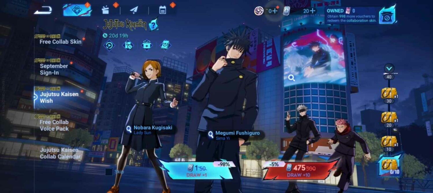 Honor of Kings X Jujutsu Kaisen Collab Wish Draw event
