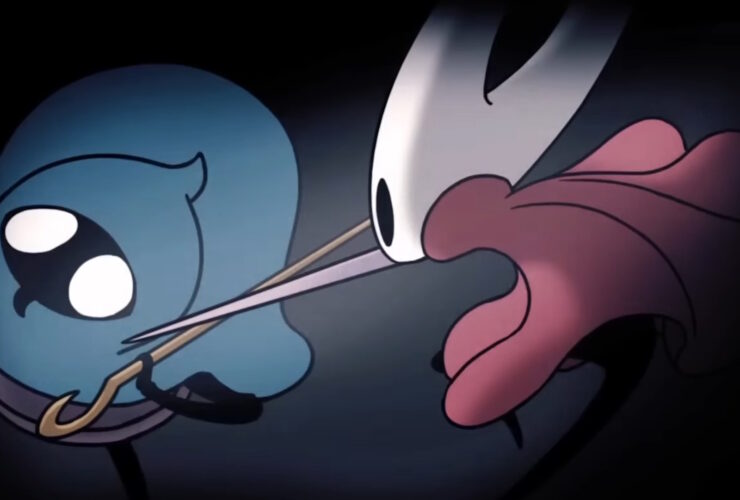 Hollow Knight: Silksong still of Hornet dueling a sword wielding bug