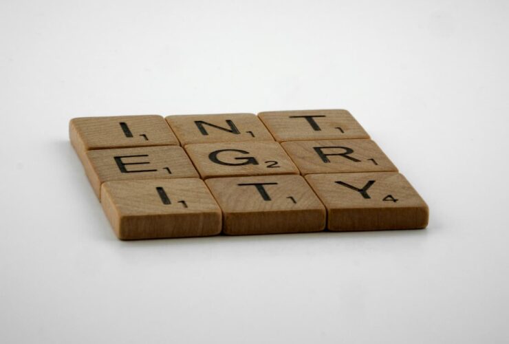 Integrity laid out on letter blocks