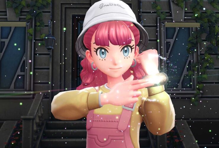 A pink-haired trainer initiating Mega Evolution in Pokemon Legends: Z-A.