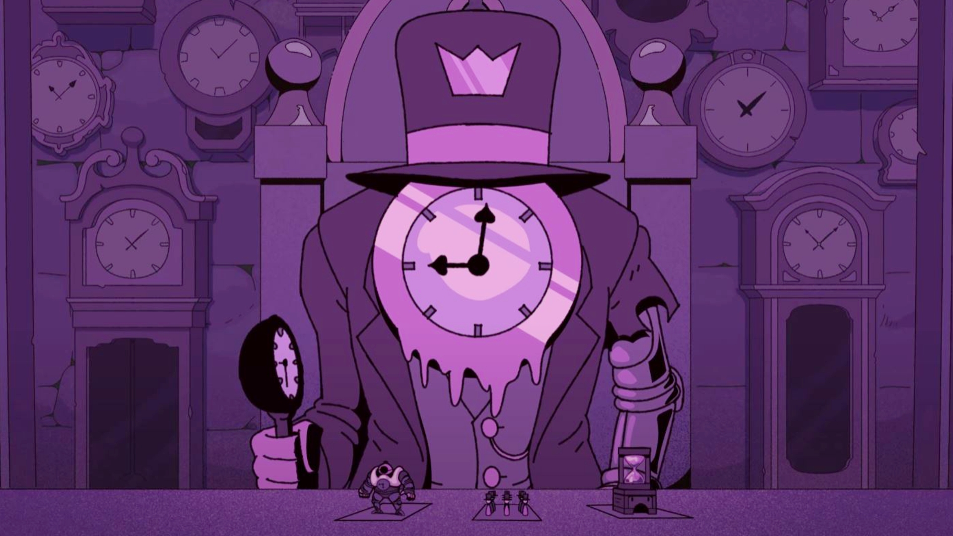 9 Kings: A man with a clock for a face wearing a top hat