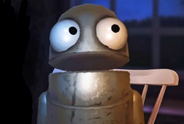 A character's face in horror game REPO.