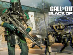 Black Ops 7 operator with DAWG scorestreak and BO7 logo in top right corner