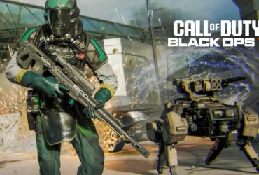 Black Ops 7 operator with DAWG scorestreak and BO7 logo in top right corner